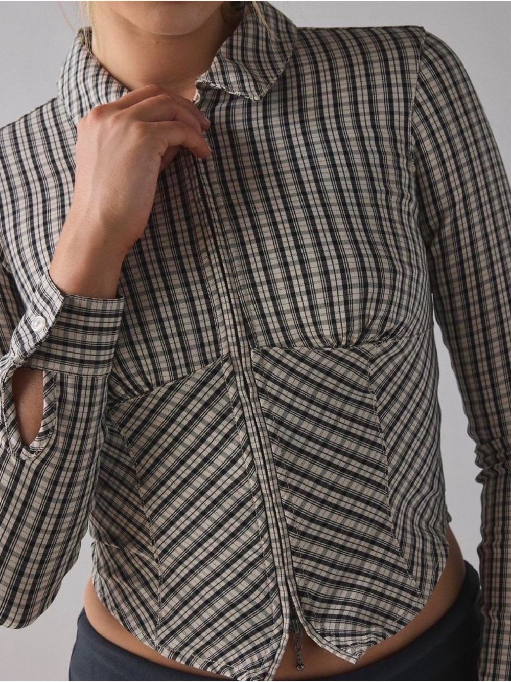 Urban Outfitters Plaid Corset Zip Shirt